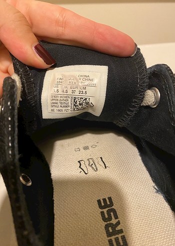 Siyah Deri Converse - Görsel 5