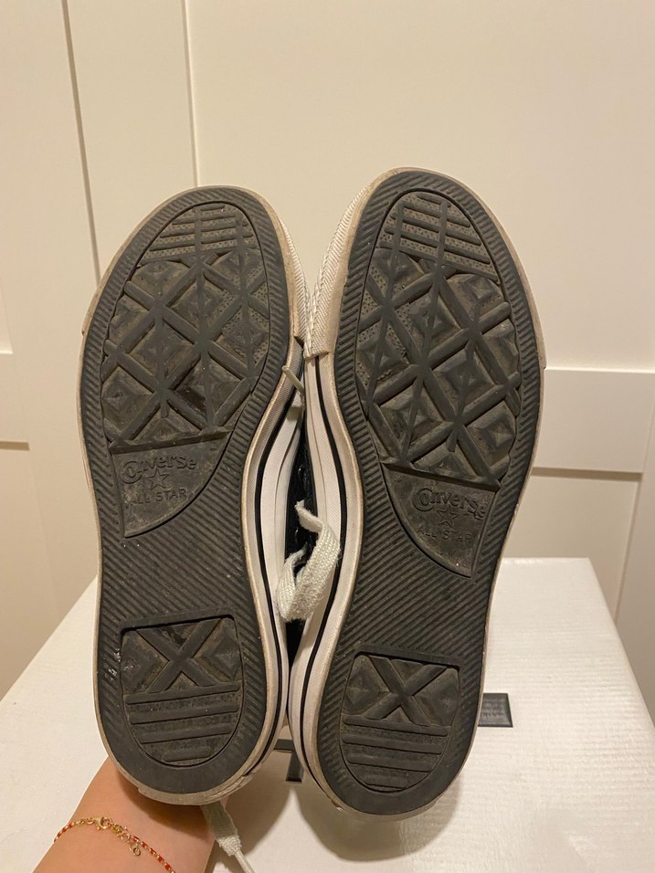 Siyah Deri Converse - Görsel 4