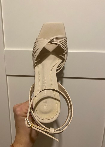 Bej Topuklu Kadın Sandalet - Görsel 13