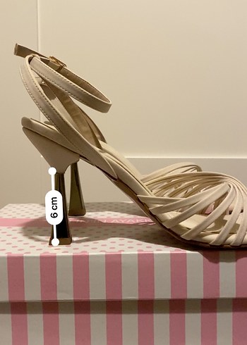 Bej Topuklu Kadın Sandalet - Görsel 11