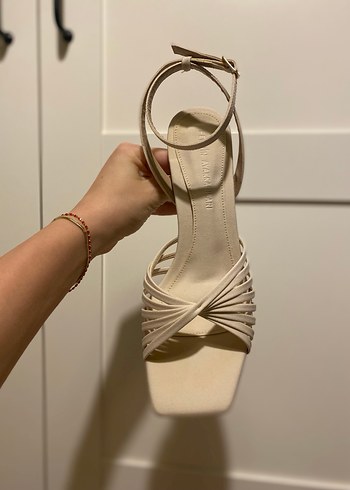 Bej Topuklu Kadın Sandalet - Görsel 6