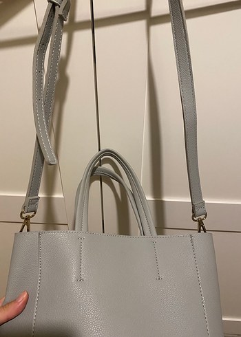 Gri Deri Minimalist Kadın Çanta - Görsel 6