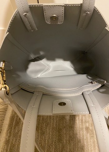 Gri Deri Minimalist Kadın Çanta - Görsel 9