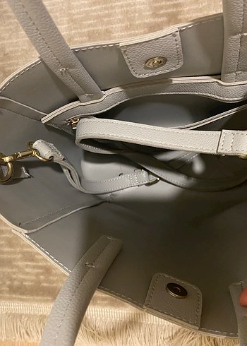 Gri Deri Minimalist Kadın Çanta - Görsel 3