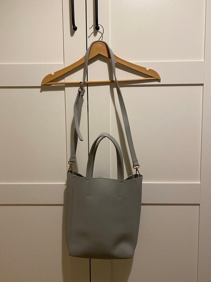 Gri Deri Minimalist Kadın Çanta - Görsel 4