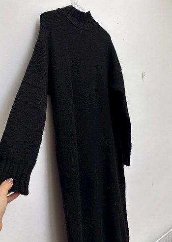 Siyah Kadın Uzun Triko Elbise - Görsel 2