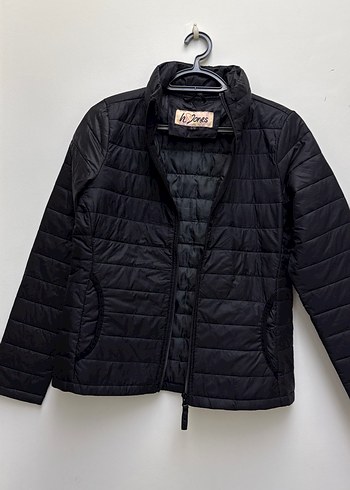 Siyah Fermuarlı Minimalist Kadın şişme mont - Görsel 2