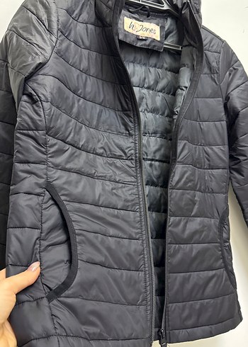 Siyah Fermuarlı Minimalist Kadın şişme mont - Görsel 4