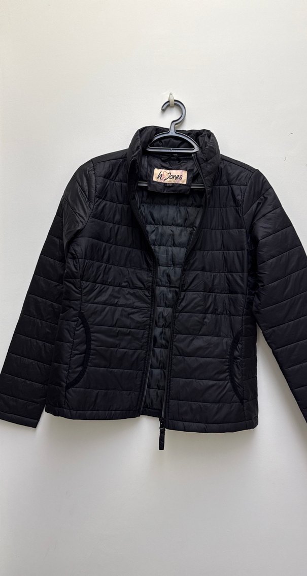 Siyah Fermuarlı Minimalist Kadın şişme mont - Görsel 2