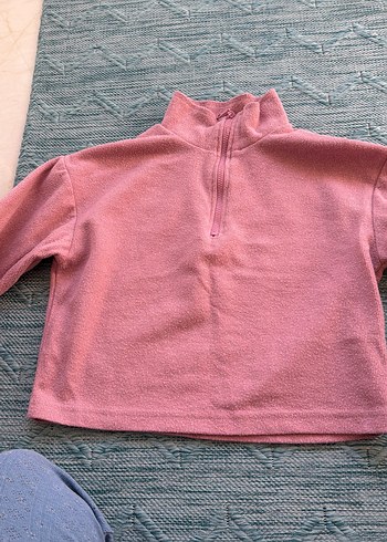 Yarım Fermuarlı Pembe Kadın Sweatshirt - Görsel 3