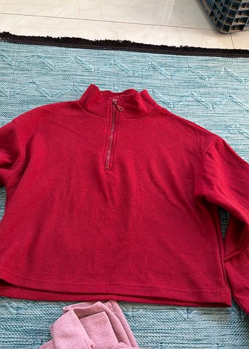 Yarım Fermuarlı Pembe Kadın Sweatshirt - Görsel 5