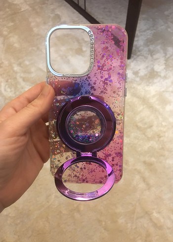 Mor Parlak Simli Telefon Kılıfı - Görsel 2