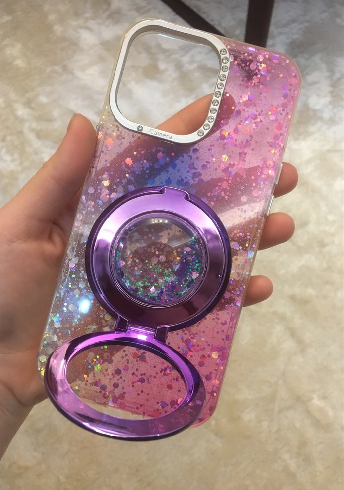 Mor Parlak Simli Telefon Kılıfı - Görsel 4