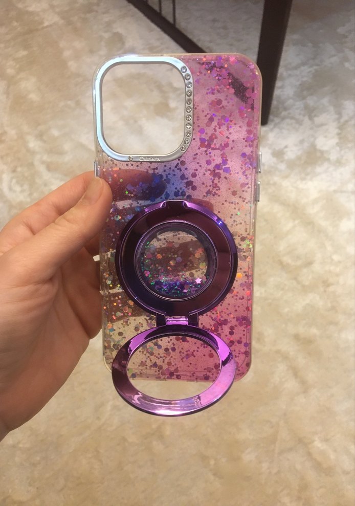 Mor Parlak Simli Telefon Kılıfı - Görsel 2