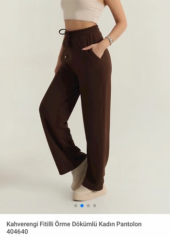 Kahverengi Fitilli Örme Dökümlü Kadın eşofman - Görsel 3