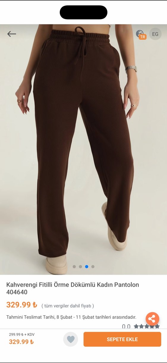 Kahverengi Fitilli Örme Dökümlü Kadın eşofman - Görsel 2