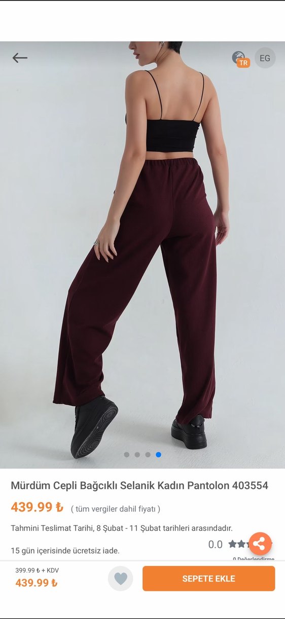 Mürdüm Cepli Bağcıklı Kadın eşofman - Görsel 3