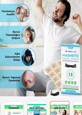 Wealtivo Manyetik Burun Bandı ve Horlama Aparatı Seti - Görsel 5