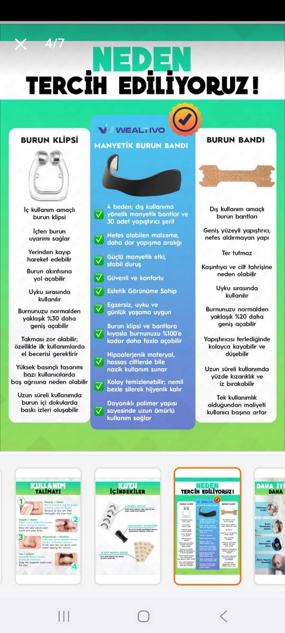 Wealtivo Manyetik Burun Bandı ve Horlama Aparatı Seti - Görsel 4