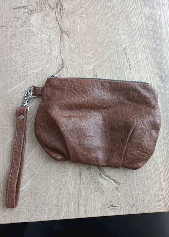 Diğer Kadın Deri Kahverengi Fermuarlı Clutch Çanta