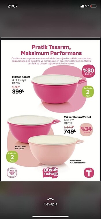 Tupperware mikser kabı