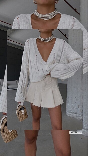 Beyaz Crop Hırka
