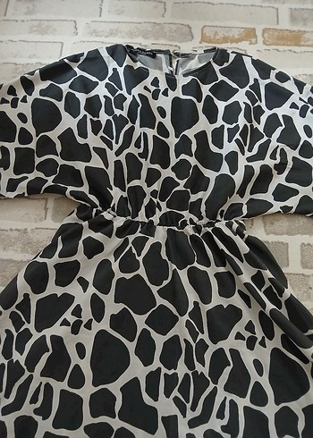 l Beden Bohem Zebra Desenli Uzun Elbise