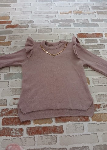 Pembe Mini Örgü Kadın Kazak