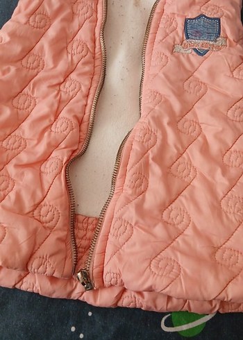 Kız Çocuk Kapüşonlu Fermuarlı Pembe Yelek - Görsel 3