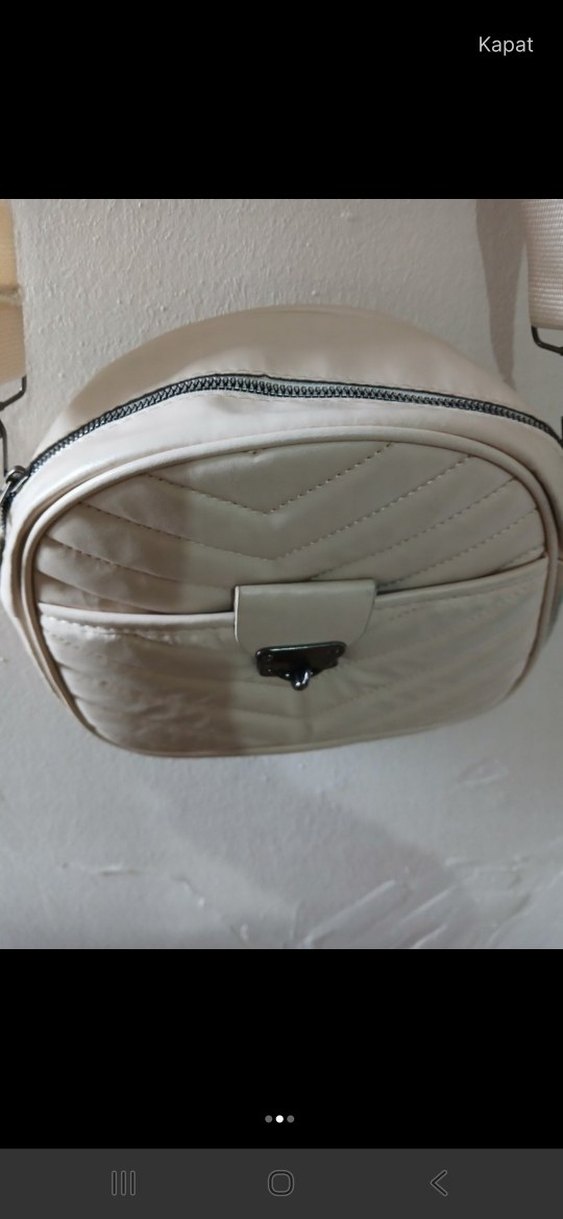 Beyaz Deri Kadın Omuz Çantası - Görsel 2