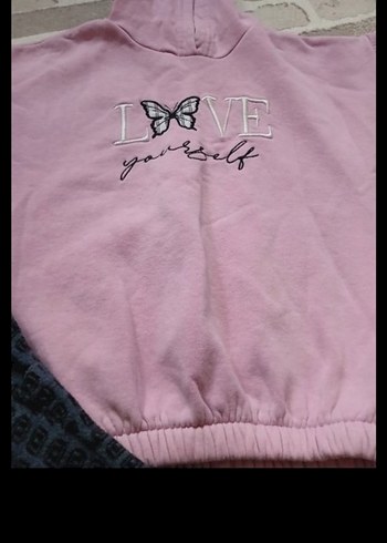 Kız Çocuk Pembe Kapüşonlu Sweatshirt ve Gri Pantolon - Görsel 2