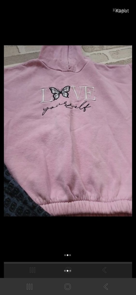 Kız Çocuk Pembe Kapüşonlu Sweatshirt ve Gri Pantolon - Görsel 2