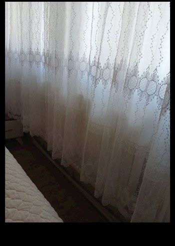 gri Nakışlı Beyaz Tül Perde - Görsel 4