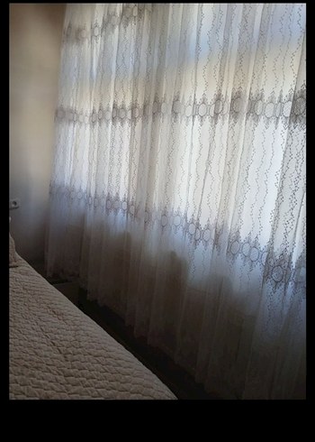 gri Nakışlı Beyaz Tül Perde - Görsel 3