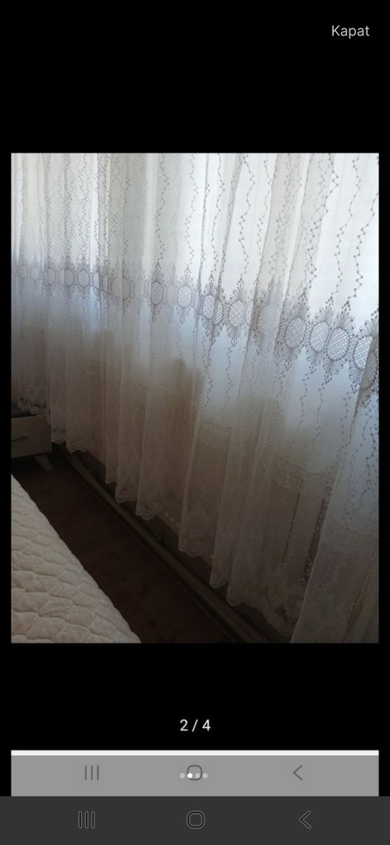 gri Nakışlı Beyaz Tül Perde - Görsel 4