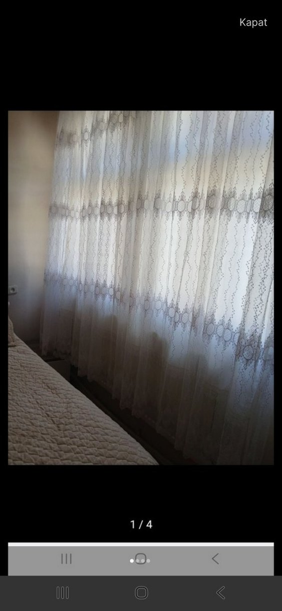 gri Nakışlı Beyaz Tül Perde - Görsel 3