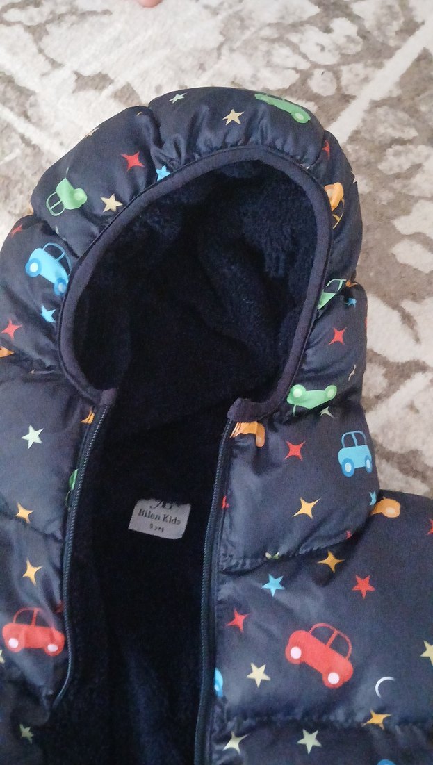 Kapüşonlu Erkek Çocuk Çok Renkli Mont - Görsel 3