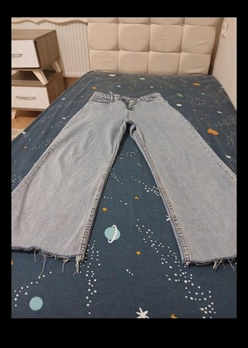 Gri Bol Kesim Midi Kot Pantolon