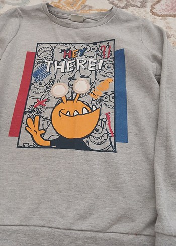Gri Baskılı Erkek Sweatshirt