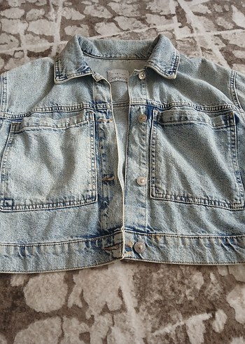 Koton Gri Kadın Denim Ceket Düğmeli