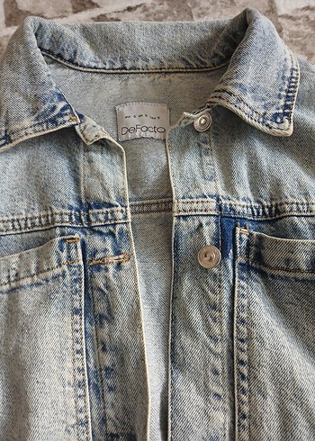 l Beden gri Renk Gri Kadın Denim Ceket Düğmeli