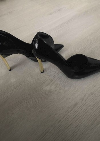 Siyah Parlak Desenli Stiletto Topuklu