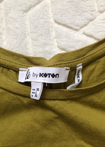 Kadın Haki Kısa Kollu Keten Tişört - Görsel 2