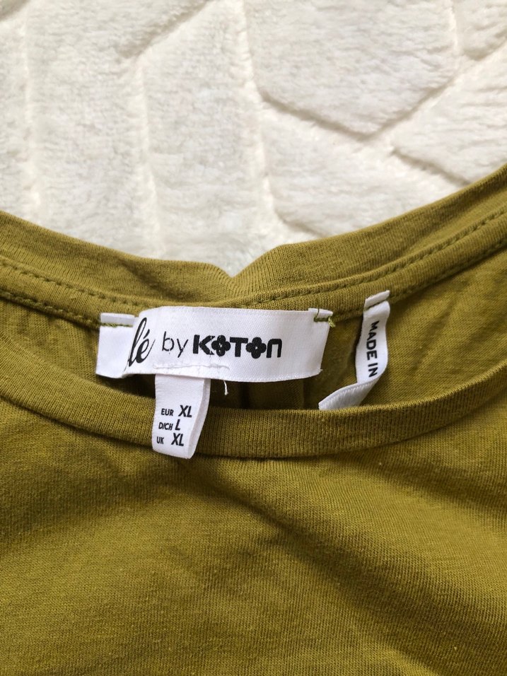 Kadın Haki Kısa Kollu Keten Tişört - Görsel 2