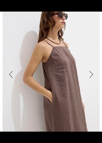 Manuka Kadın Keten Uzun Askılı Elbise - Görsel 2