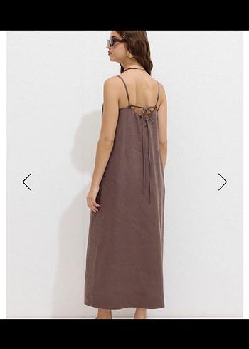 Manuka Kadın Keten Uzun Askılı Elbise - Görsel 3