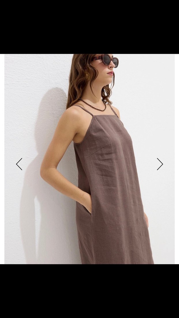 Manuka Kadın Keten Uzun Askılı Elbise - Görsel 2
