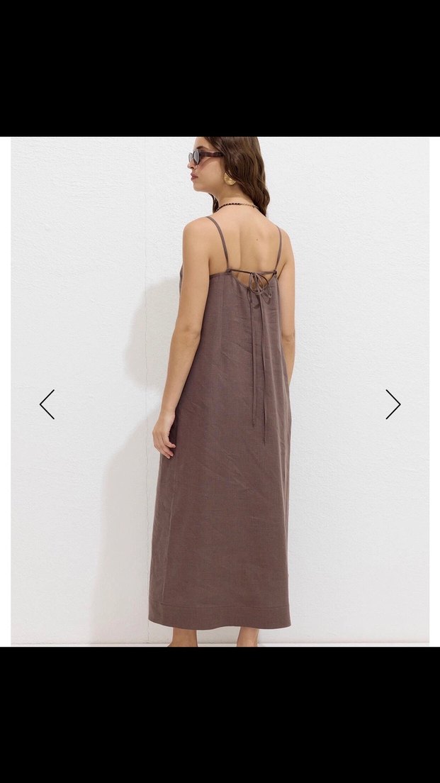 Manuka Kadın Keten Uzun Askılı Elbise - Görsel 3