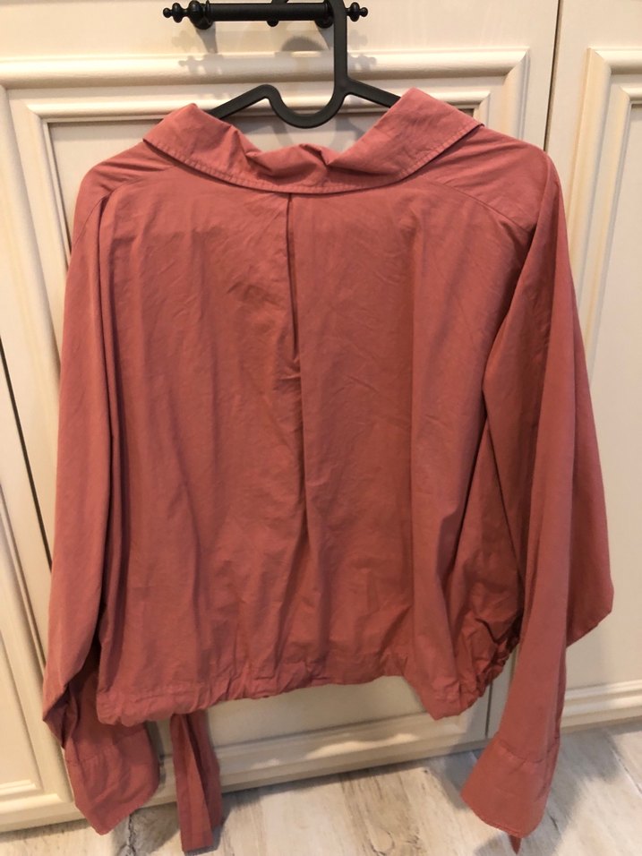 Düğmeli Pembe  Salaş Gömlek - Görsel 3