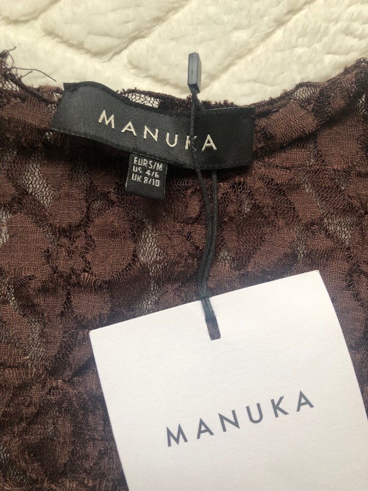 Dantel Detaylı Kahverengi Kadın Bluz - Görsel 2